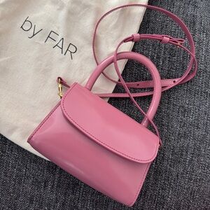BY FAR Pink Mini Bag with Structured Shape and Long Strap
